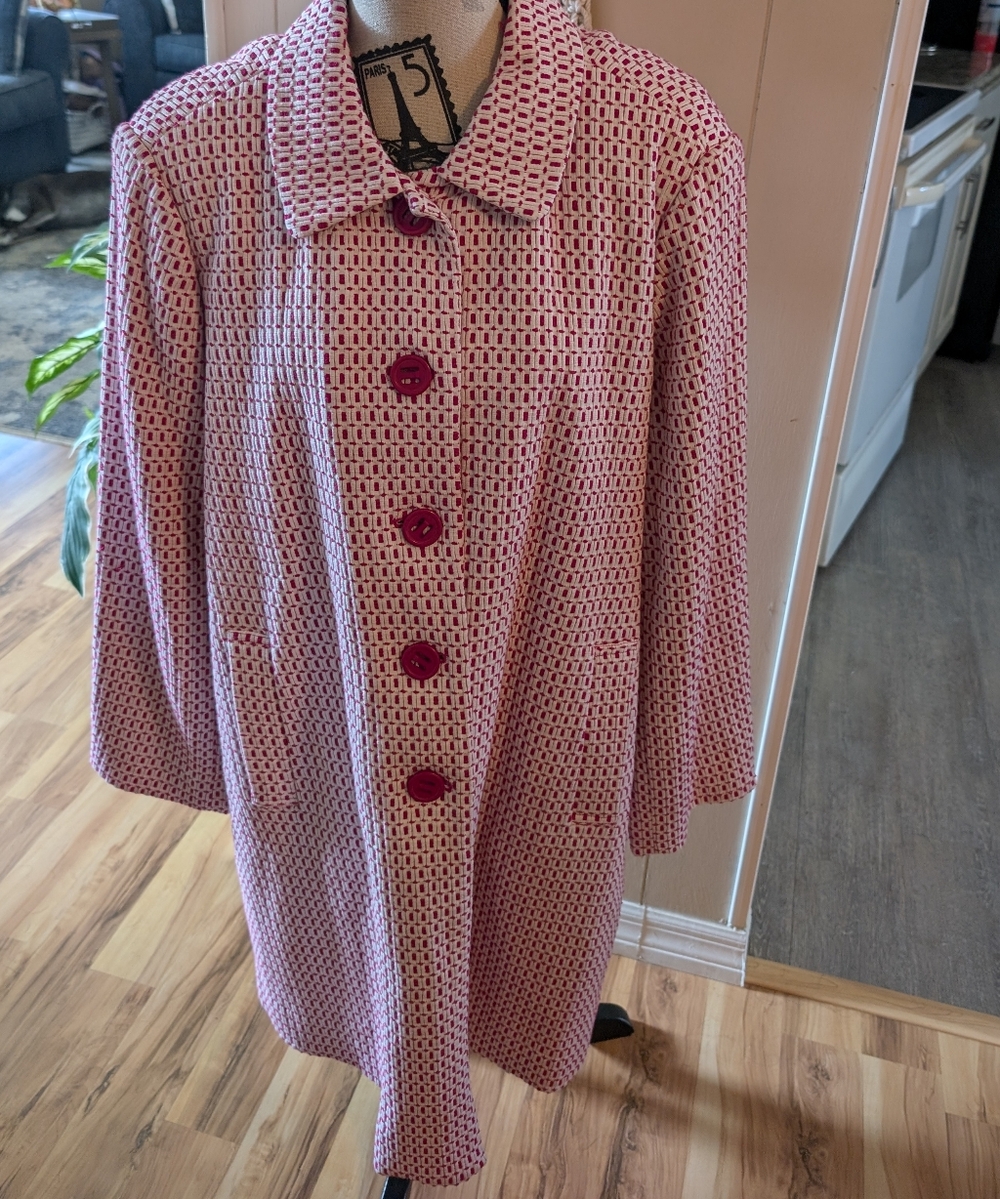 Dialogue Vibrant Pink Jacket with White Accents